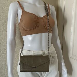 ALLSAINTS Khaki Brown Captain Leather Crossbody Wallet on a Chain
